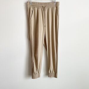 Athleta Size 4 Brooklyn Textured Jogger Drawstring Athleisure Windowpane Taupe